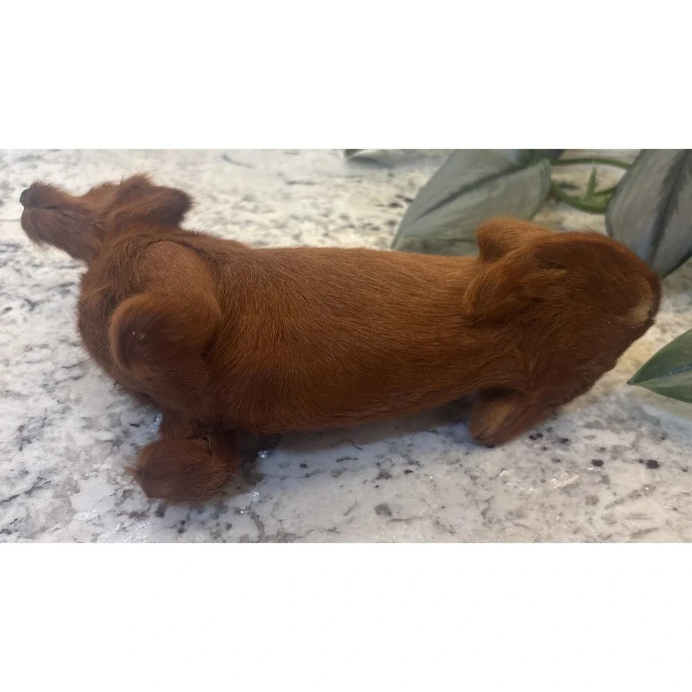 Vintage Real Fur Dog Miniature DACHSHUND Life like Soft Red collectible